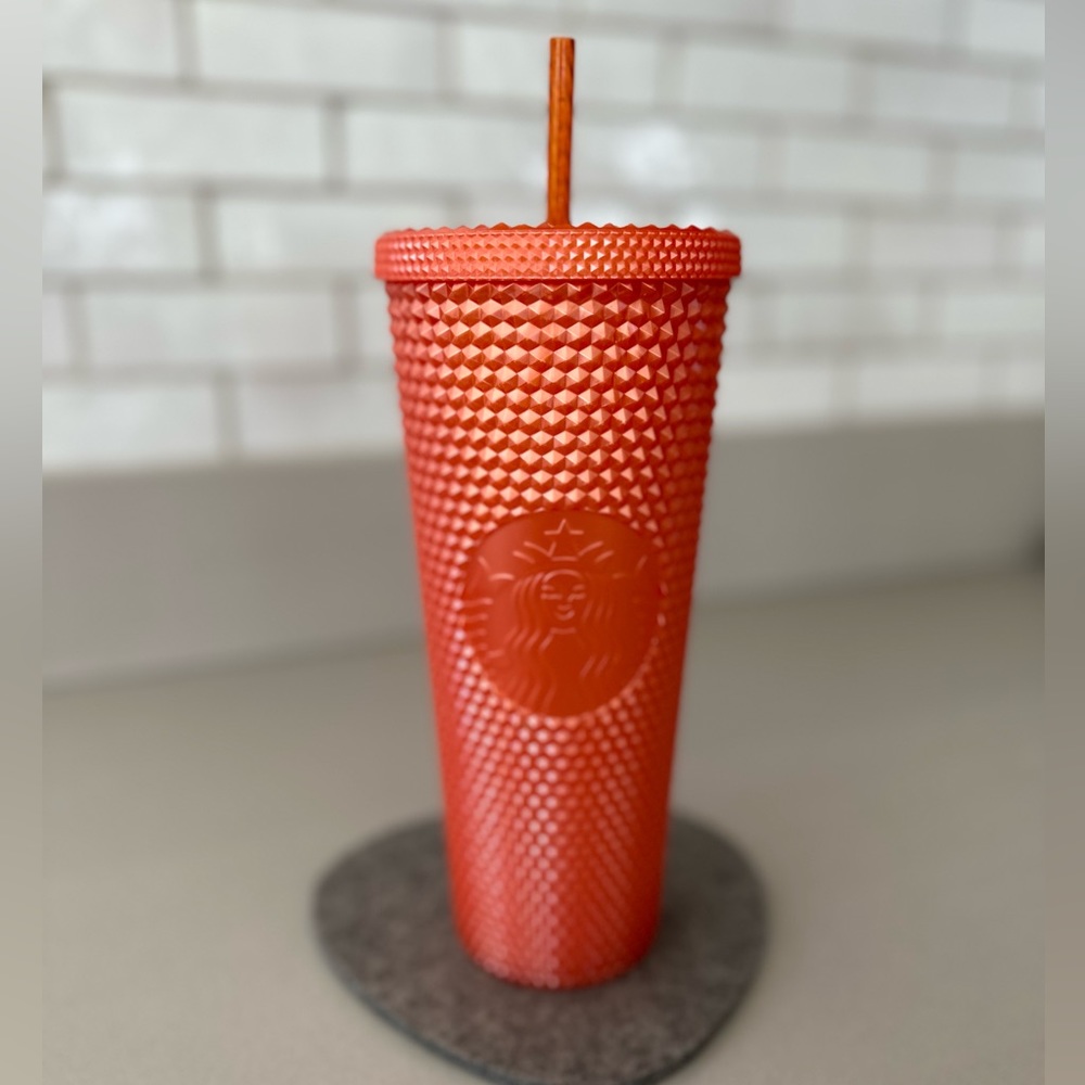 Starbucks 2022 Orange Pearl Halloween Studded Large 24oz Tumbler SKU 011136321